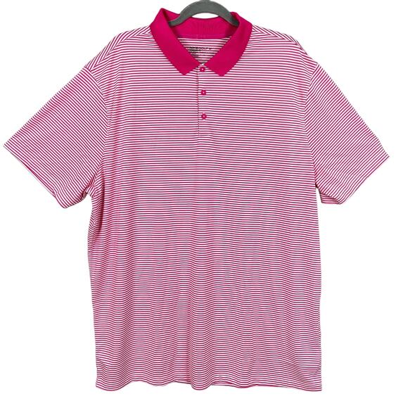 Nike Dri Fit Pink Striped Polo Golf Shirt Men's Size XXL - Picture 1 of 7